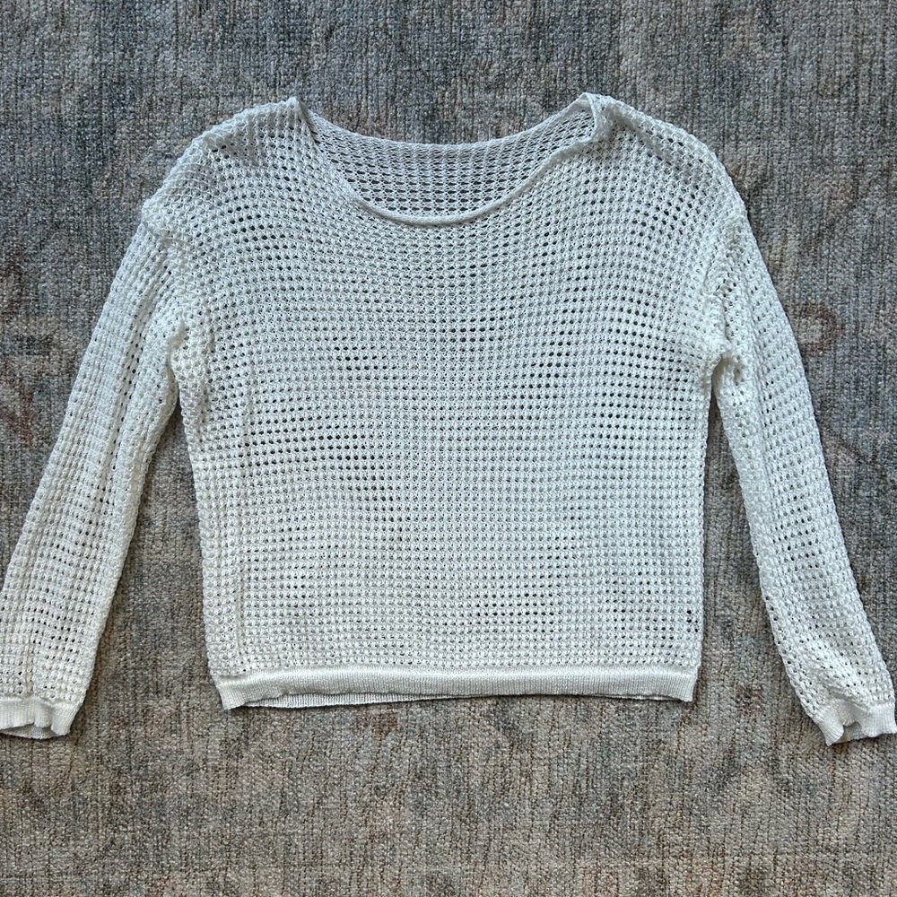 S Knitted White Sweater Relaxed Fit